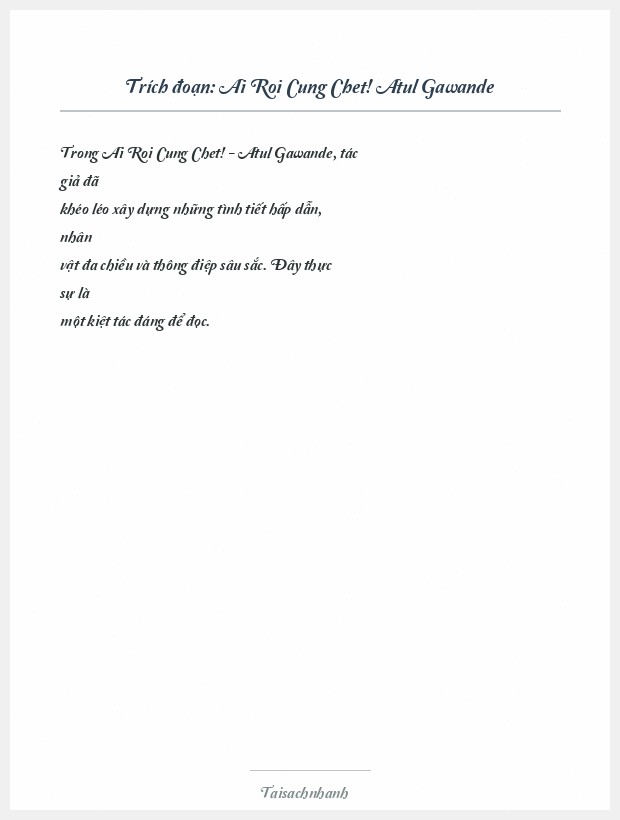 Trích đoạn Ai Roi Cung Chet! Atul Gawande