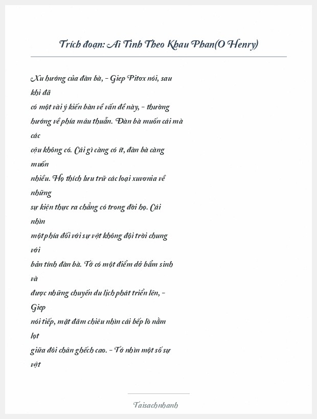 Trích đoạn Ai Tinh Theo Khau Phan(O Henry)