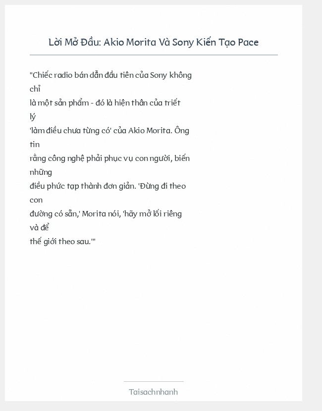Trích đoạn Akio Morita Và Sony Kiến Tạo Pace