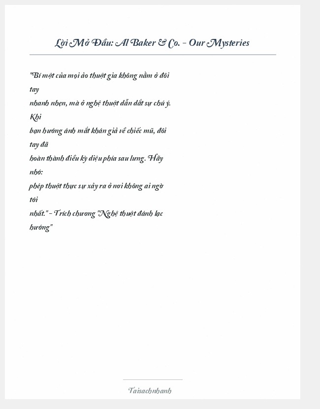 Trích đoạn Al Baker & Co. - Our Mysteries