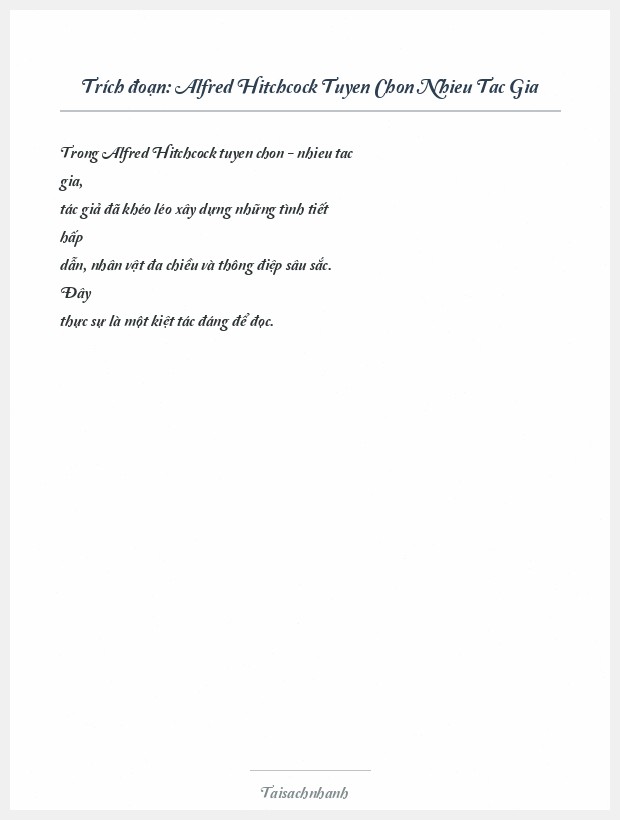 Trích đoạn Alfred Hitchcock Tuyen Chon Nhieu Tac Gia
