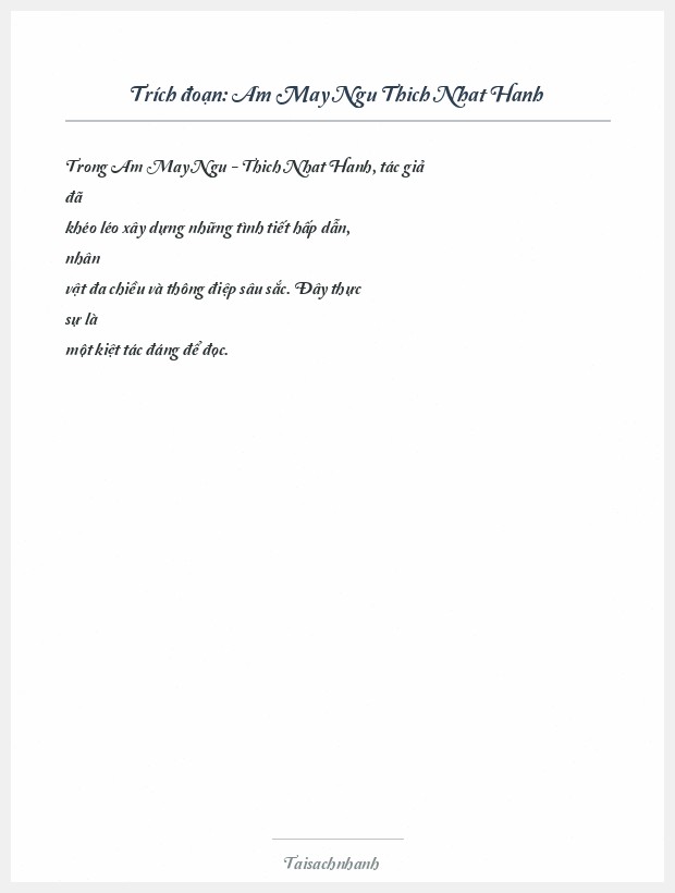 Trích đoạn Am May Ngu Thich Nhat Hanh