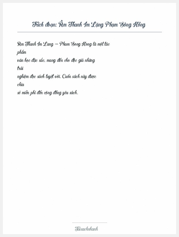 Trích đoạn Âm Thanh Im Lặng Phạm Sông Hồng