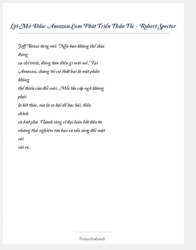 Trích đoạn Amazon.Com Phát Triển Thần Tốc - Robert Spector