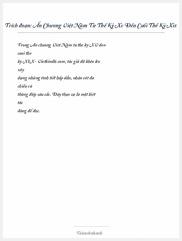 Trích đoạn Ấn Chương Việt Nam Từ Thế Kỷ Xv Đến Cuối Thế Kỷ Xix