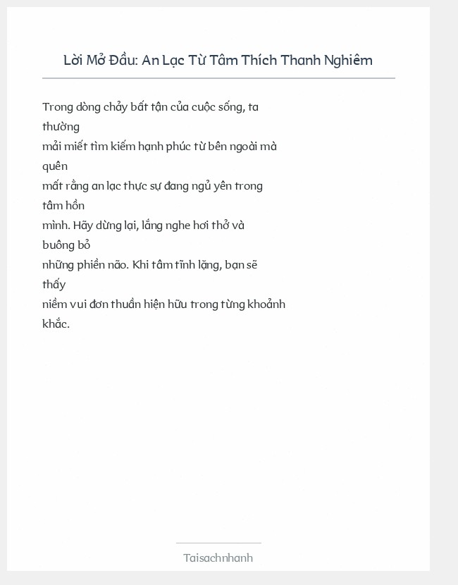 Trích đoạn An Lạc Từ Tâm Thích Thanh Nghiêm