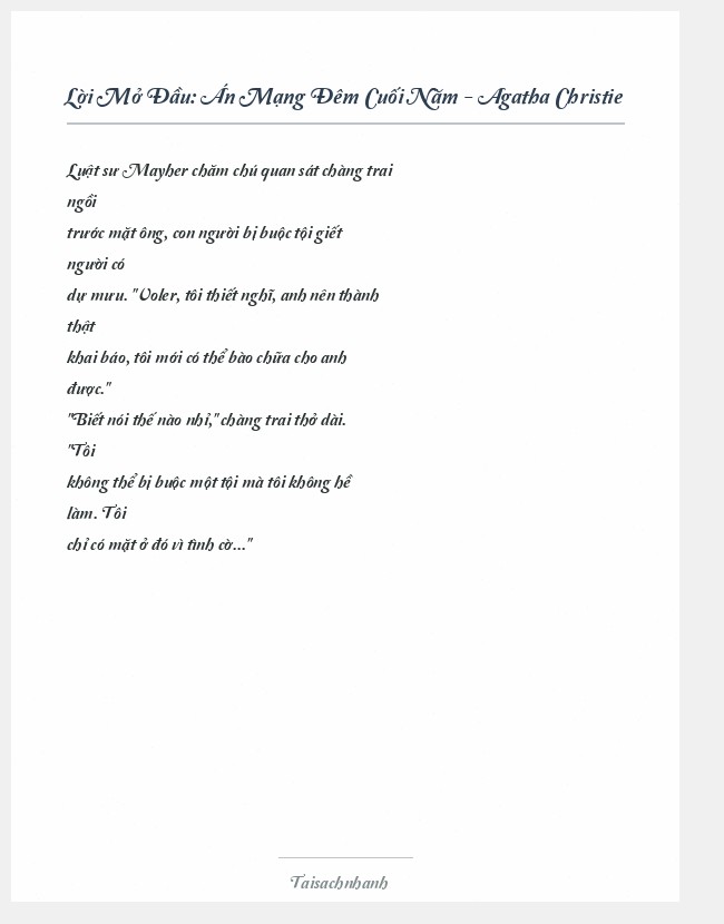 Trích đoạn Án Mạng Đêm Cuối Năm - Agatha Christie