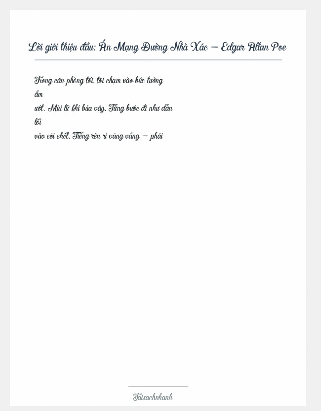 Trích đoạn Án Mạng Đường Nhà Xác - Edgar Allan Poe
