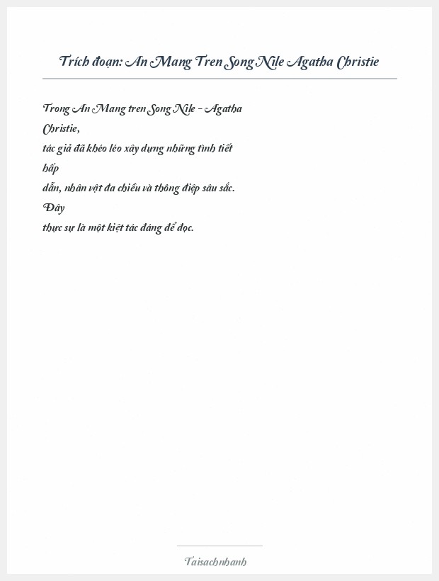 Trích đoạn An Mang Tren Song Nile Agatha Christie