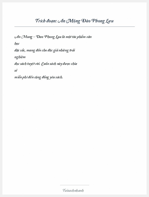 Trích đoạn An Mộng Đào Phong Lưu