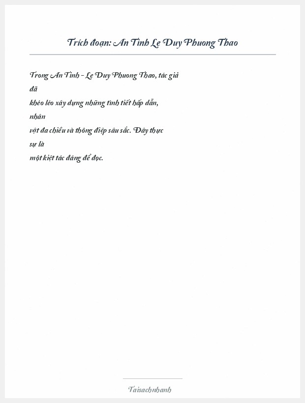 Trích đoạn An Tinh Le Duy Phuong Thao