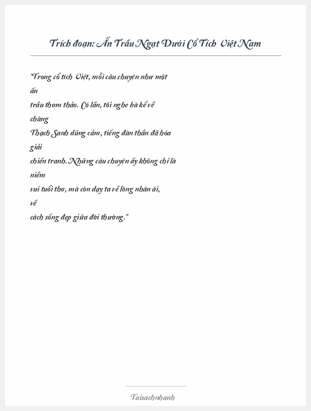 Trích đoạn Ấn Trầu Ngạt Dưới Cổ Tích Việt Nam