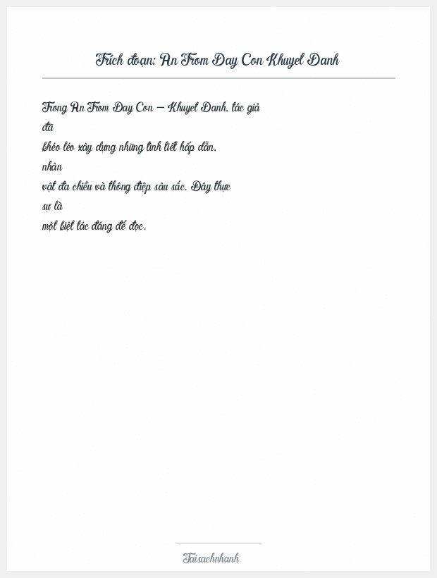Trích đoạn An Trom Day Con Khuyet Danh