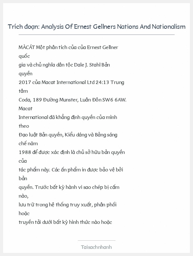 Trích đoạn Analysis Of Ernest Gellners Nations And Nationalism