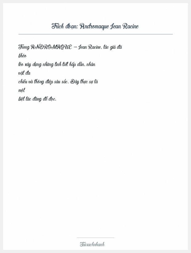 Trích đoạn Andromaque Jean Racine