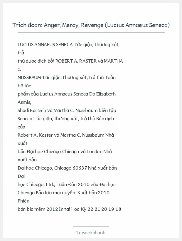 Trích đoạn Anger, Mercy, Revenge (Lucius Annaeus Seneca)