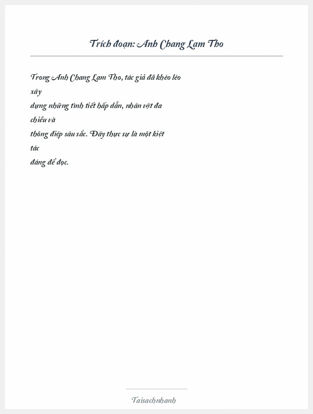 Trích đoạn Anh Chang Lam Tho
