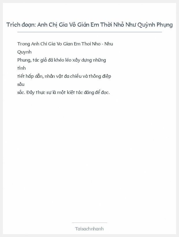 Trích đoạn Anh Chị Gia Vô Gián Em Thời Nhỏ Như Quỳnh Phụng