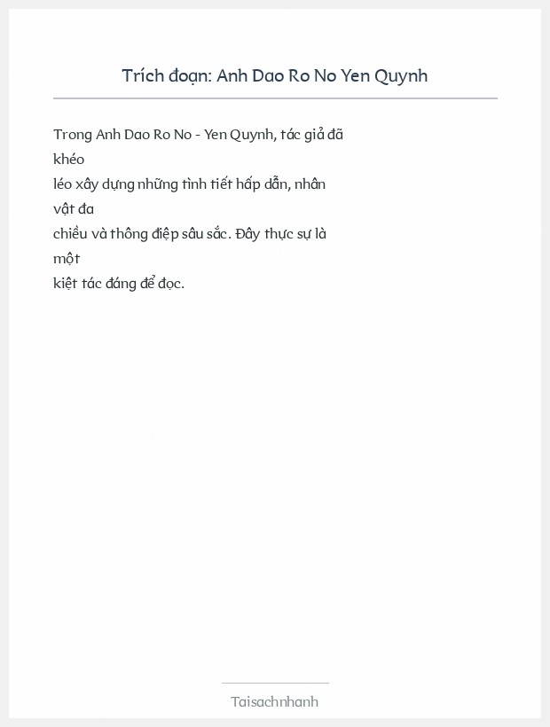 Trích đoạn Anh Dao Ro No Yen Quynh