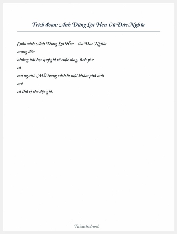 Trích đoạn Anh Dũng Lời Hẹn Vũ Đức Nghĩa