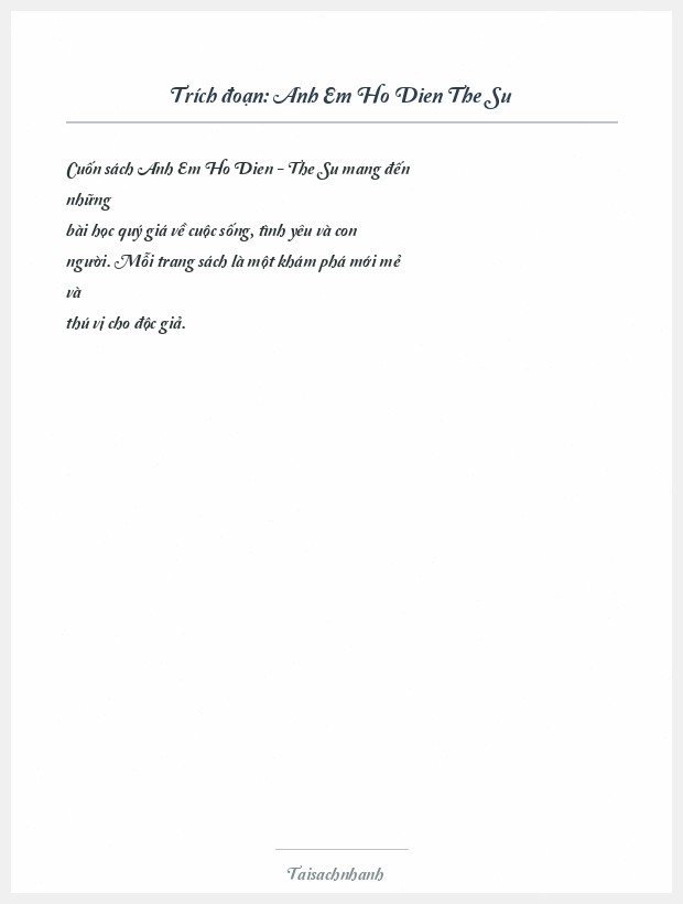 Trích đoạn Anh Em Ho Dien The Su