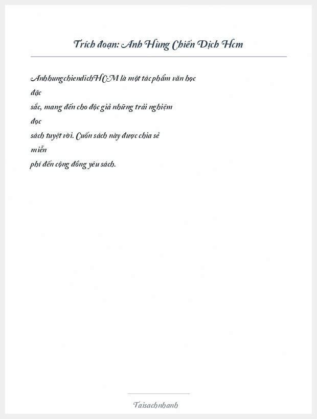 Trích đoạn Anh Hùng Chiến Dịch Hcm