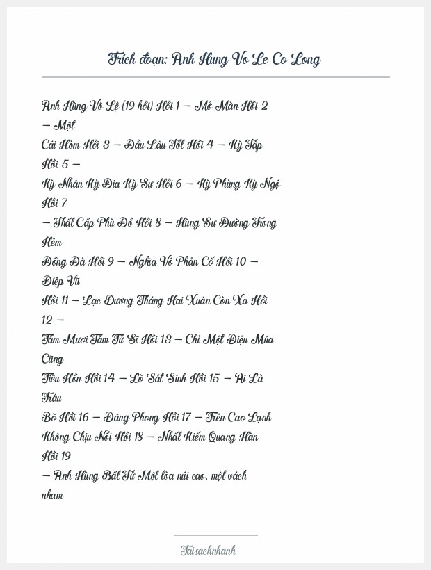 Trích đoạn Anh Hung Vo Le Co Long