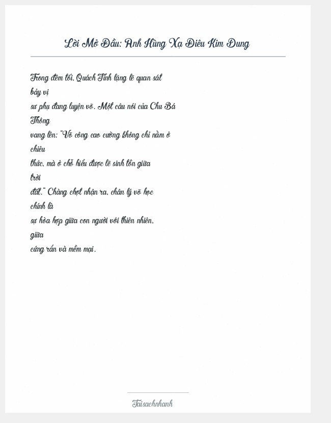 Trích đoạn Anh Hùng Xạ Điêu Kim Dung