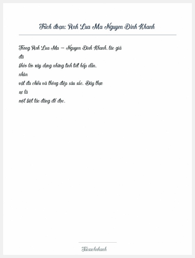Trích đoạn Anh Lua Ma Nguyen Dinh Khanh