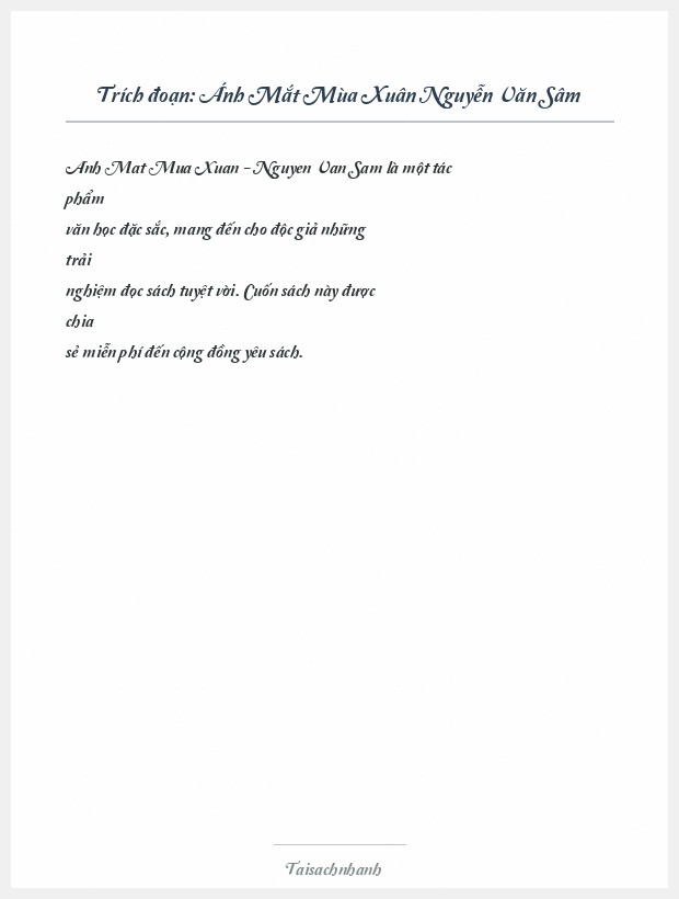 Trích đoạn Ánh Mắt Mùa Xuân Nguyễn Văn Sâm