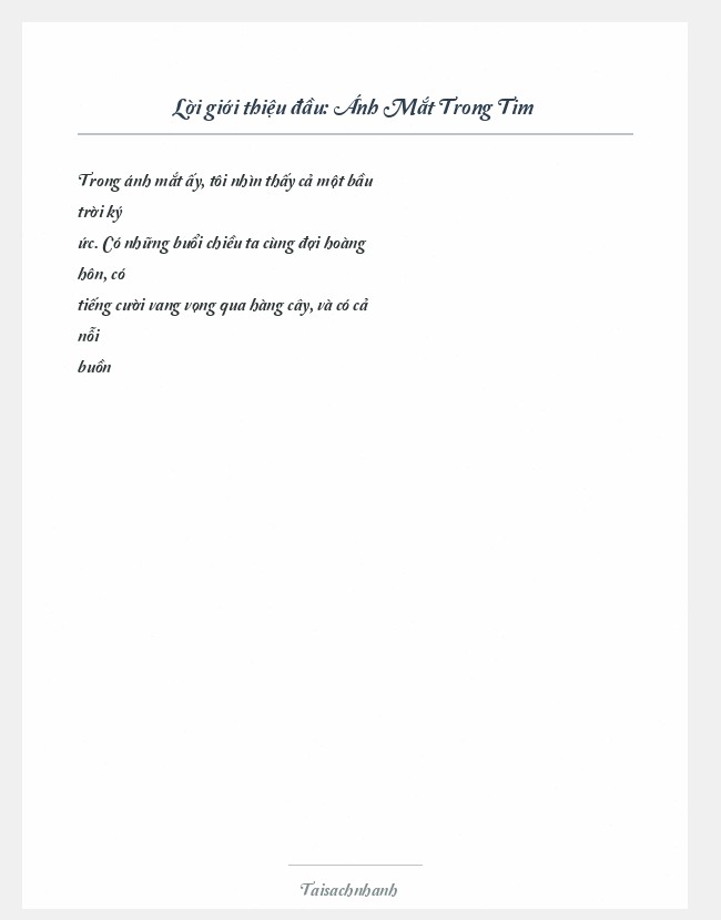 Trích đoạn Ánh Mắt Trong Tim