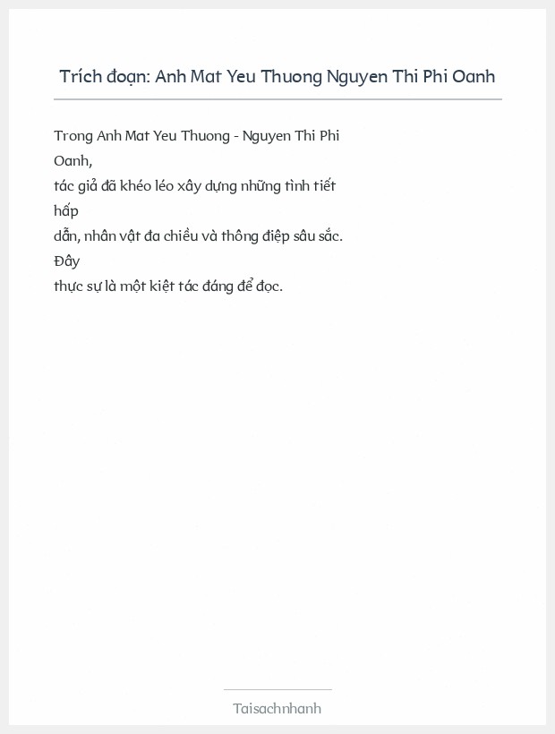 Trích đoạn Anh Mat Yeu Thuong Nguyen Thi Phi Oanh