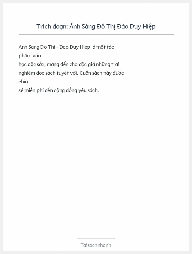 Trích đoạn Ánh Sáng Đô Thị Đào Duy Hiệp