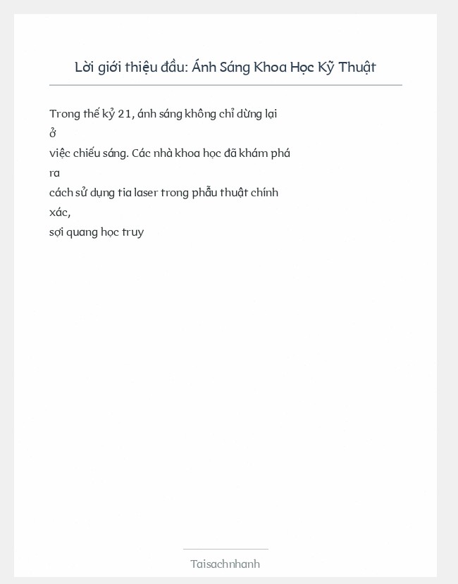 Trích đoạn Ánh Sáng Khoa Học Kỹ Thuật