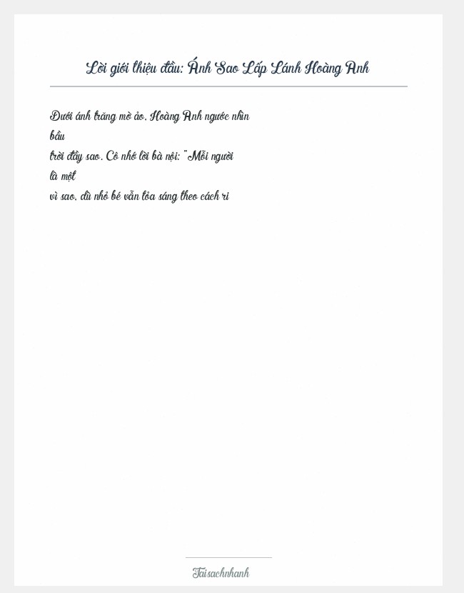 Trích đoạn Ánh Sao Lấp Lánh Hoàng Anh