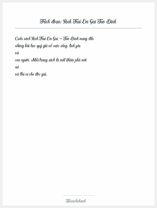 Trích đoạn Anh Trai Em Gai Tao Dinh