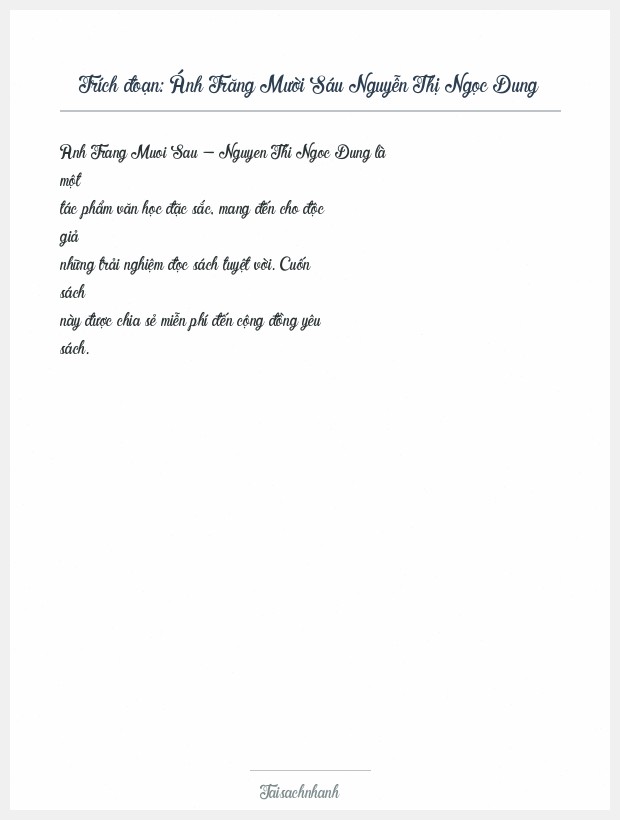 Trích đoạn Ánh Trăng Mười Sáu Nguyễn Thị Ngọc Dung