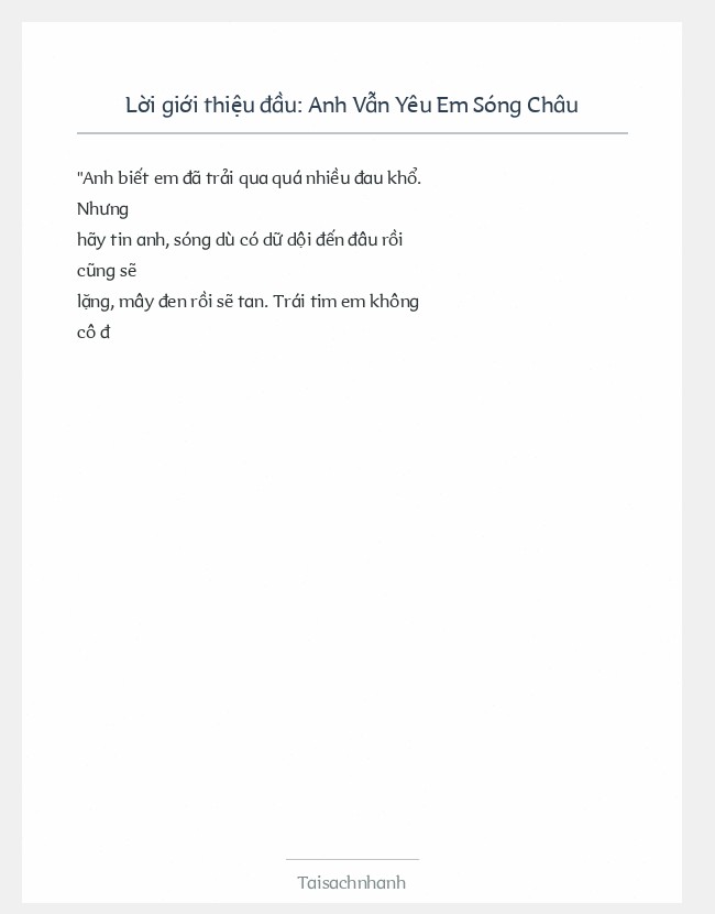 Trích đoạn Anh Vẫn Yêu Em Sóng Châu