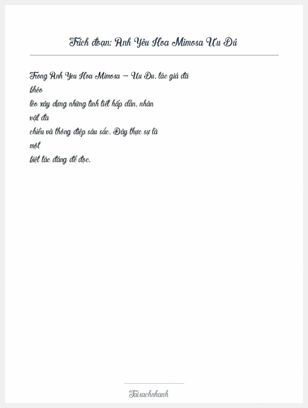 Trích đoạn Anh Yêu Hoa Mimosa Ưu Dú