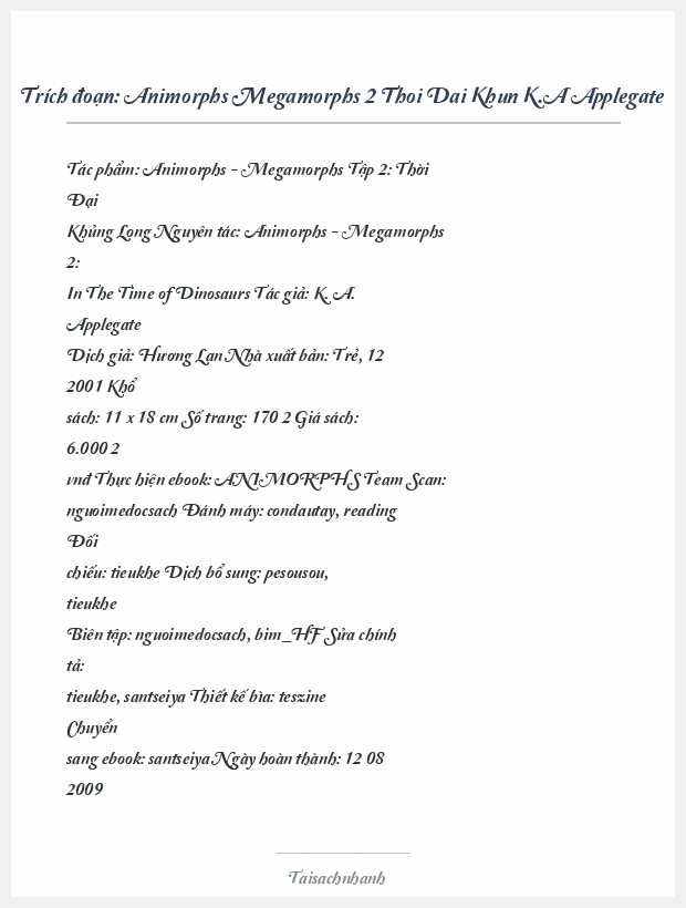 Trích đoạn Animorphs Megamorphs 2 Thoi Dai Khun K.A Applegate