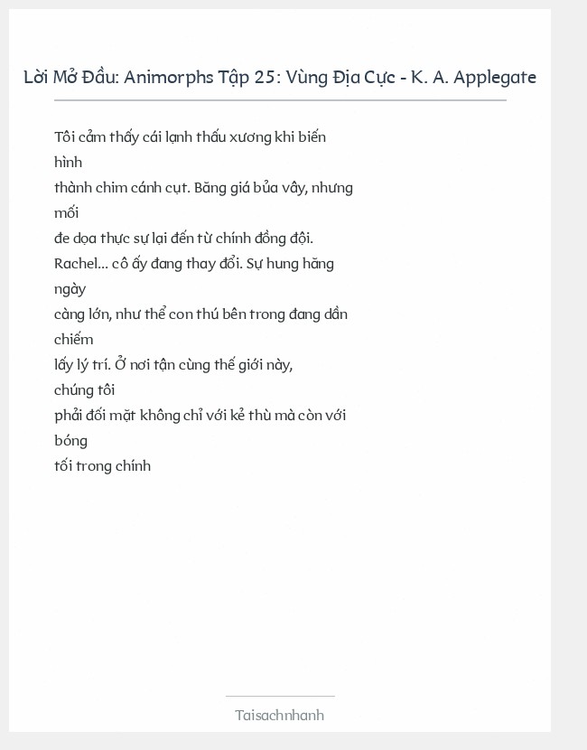 Trích đoạn Animorphs Tập 25: Vùng Địa Cực - K. A. Applegate