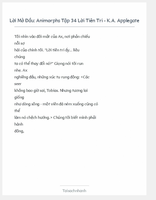 Trích đoạn Animorphs Tập 34 Lời Tiên Tri - K.A. Applegate