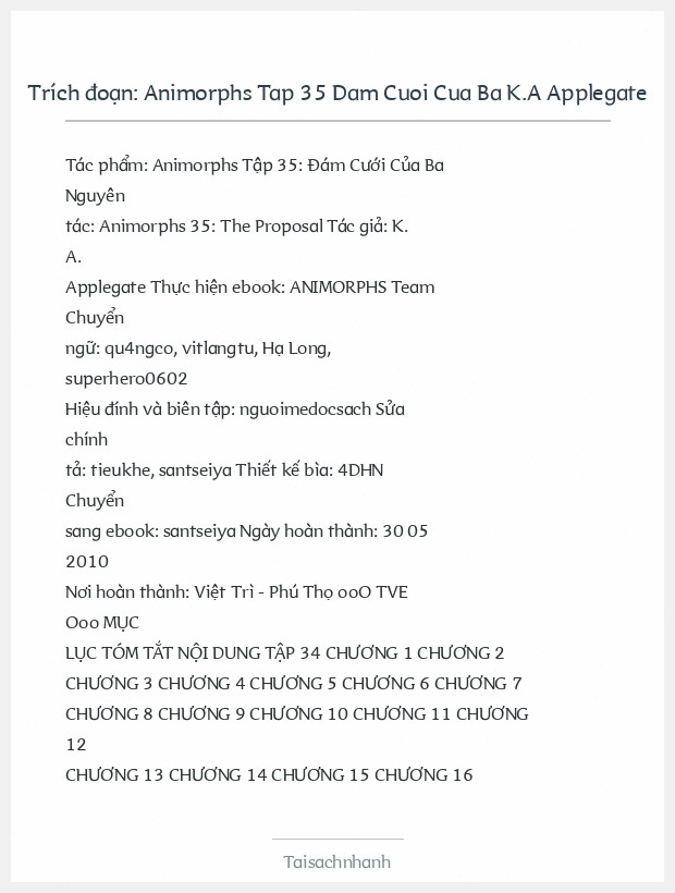 Trích đoạn Animorphs Tap 35 Dam Cuoi Cua Ba K.A Applegate