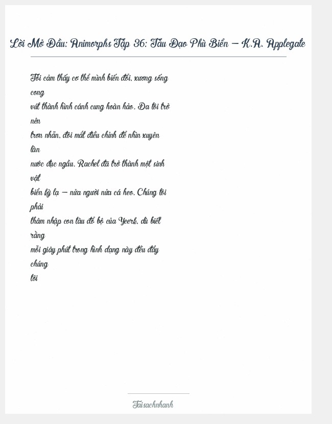 Trích đoạn Animorphs Tập 36: Tàu Đạo Phù Biển - K.A. Applegate