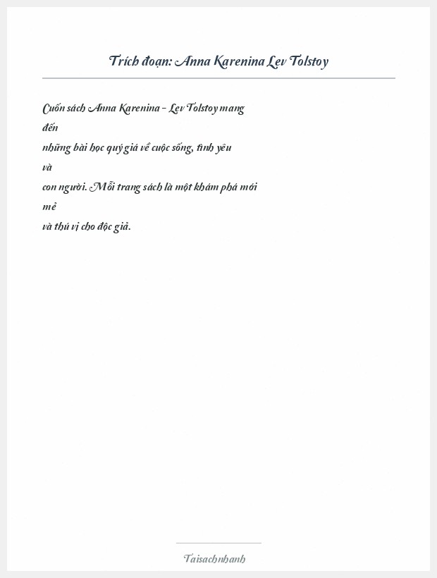 Trích đoạn Anna Karenina Lev Tolstoy