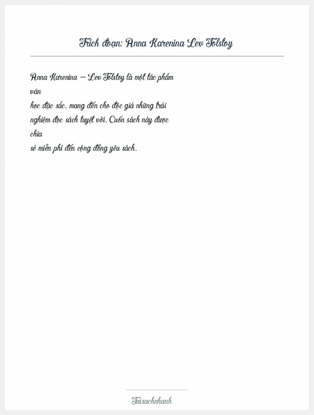 Trích đoạn Anna Karenina Lev Tolstoy