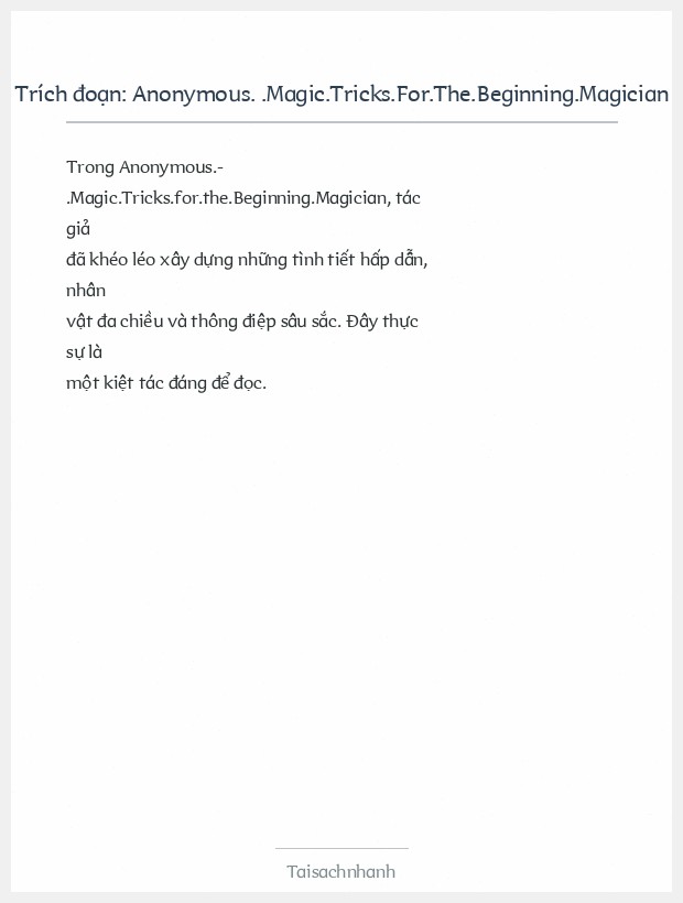 Trích đoạn Anonymous. .Magic.Tricks.For.The.Beginning.Magician