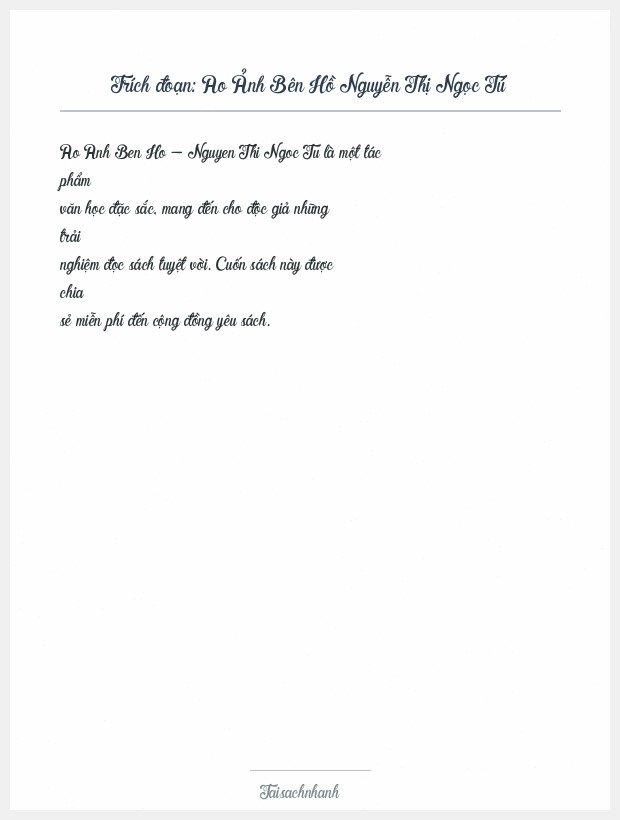 Trích đoạn Ao Ảnh Bên Hồ Nguyễn Thị Ngọc Tú