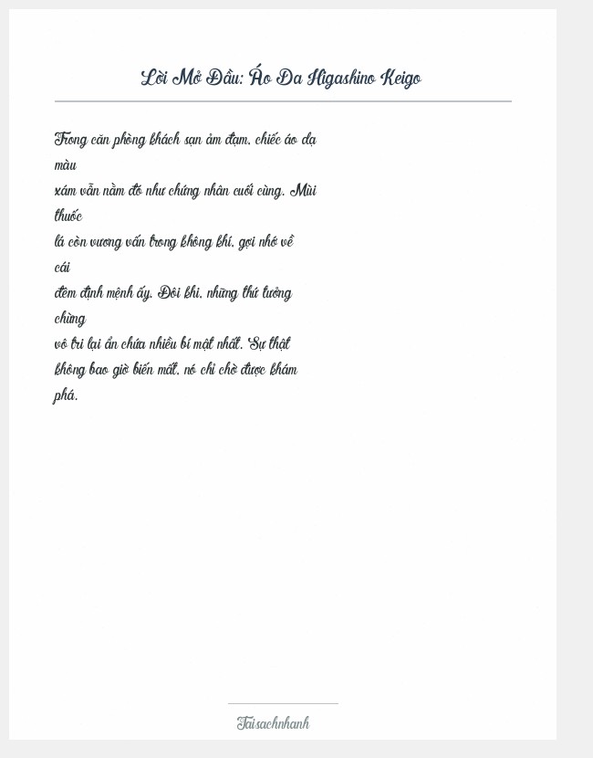 Trích đoạn Áo Da Higashino Keigo