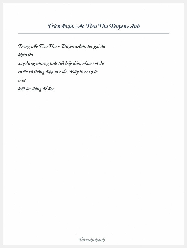 Trích đoạn Ao Tieu Thu Duyen Anh